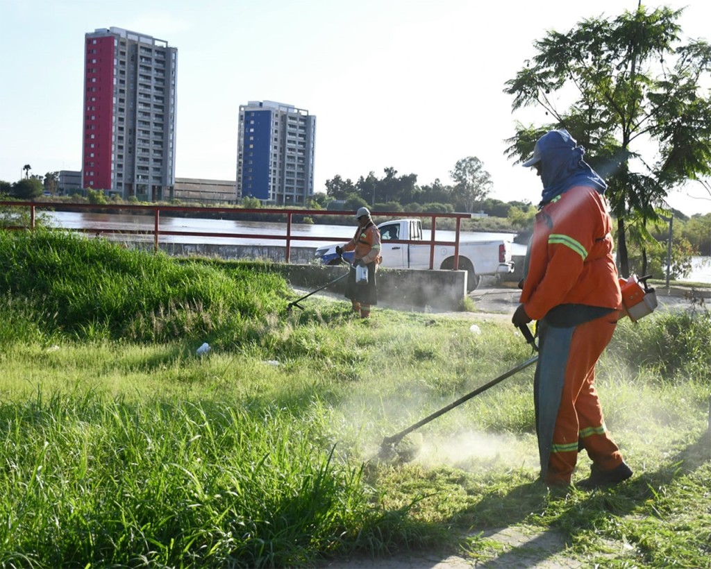 Amplio operativo de desmalezamiento en el Parque Aguirre